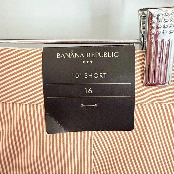 Banana Republic 10” Inseam Shorts Women’s 16 Tan White Stripe NEW (See Photos) - Picture 7 of 12